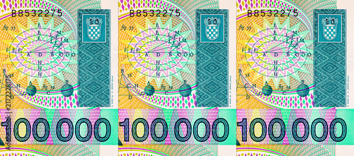Konstfotografi 100000 Croatian Dinars Banknote featuring the portrait of the famous physicist, astronomer, and mathematician Ruđer Bošković