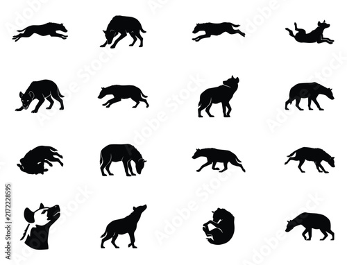 Hyena silhouette vector collection isolated on white background