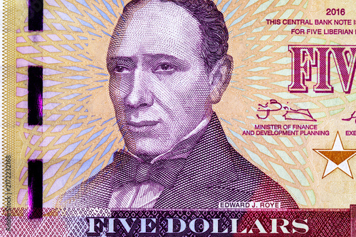 Fotografía 5 Dollars, Liberia with the image of President Edward James Roye