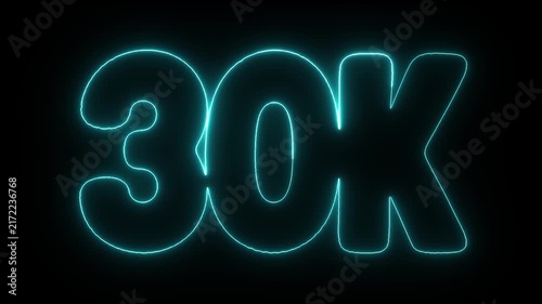 30K Subscribers Green Neon Glowing Text on Black Background
