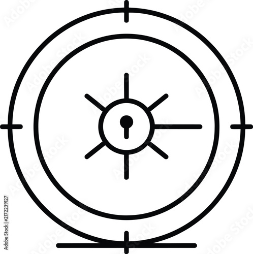 Cybersecurity Data Protection and Target Lock Line Icon Concept