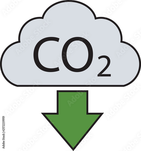Canvastavla Co2 carbon dioxide cloud with downward green arrow