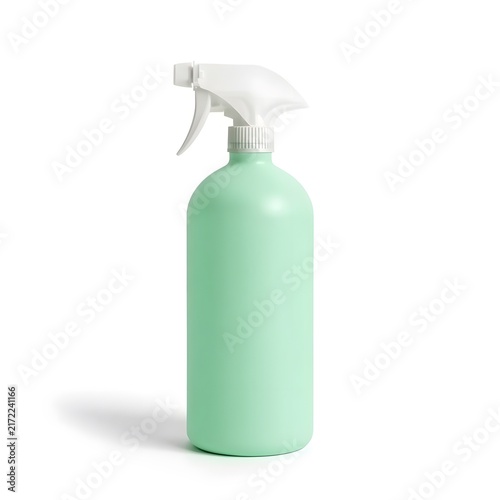 Green Cleaning Spray Bottle Isolated on White Background