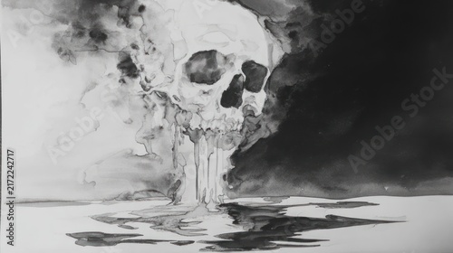Abstract skull art dark artistic concept of mortality and reflection