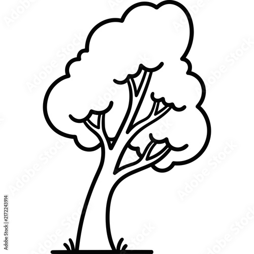 Cute tree coloring page illustration.