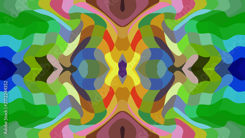 Abstract colorful symmetrical wavy kaleidoscope texture background