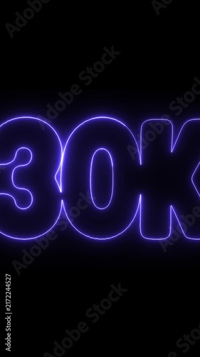 30K Subscribers  Neon Glowing Text on Black Background