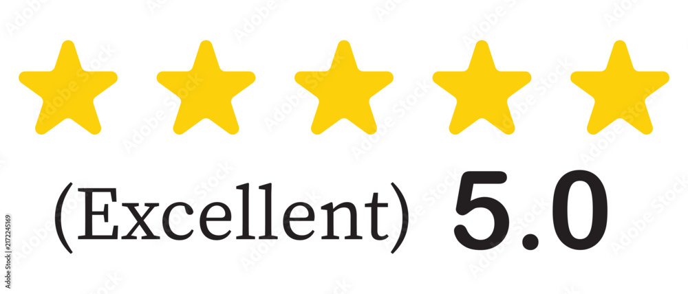 Fototapeta premium Five stars icon Vector. 5.0 excellent Five stars icon , Five stars customer product rating review.