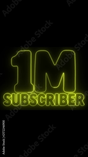 1M Subscribers Neon Green Glowing Text on Black Background