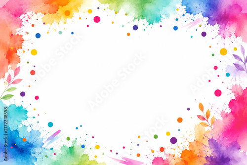 Vivid Multicolor Watercolor Background Template with Splash and Artistic Flow