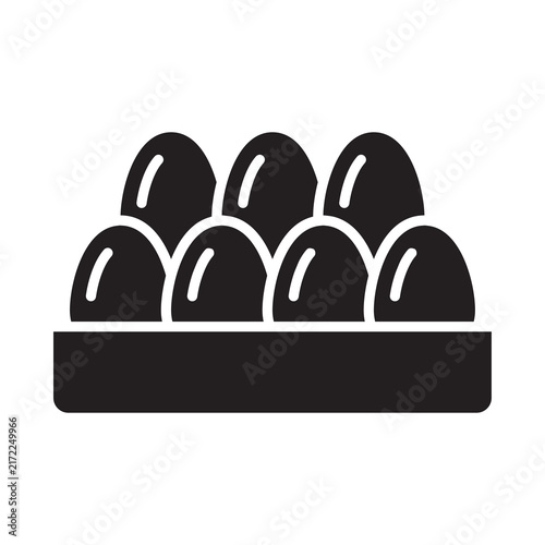 Fresh Egg Crate Box Icon - Poultry Farm Production Glyph Symbol