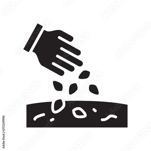 Hand Sowing Seeds Icon - Manual Plant Sowing Glyph Symbol