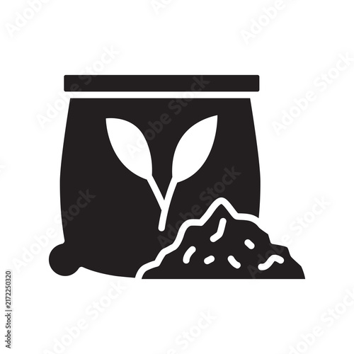 Fertilizer Bag with Soil Mound Icon - Agriculture Supply Glyph Symbol