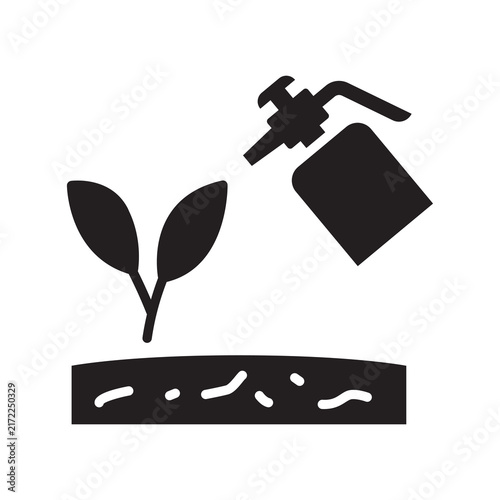 Spraying Water on Sprout Icon - Young Plant Irrigation Glyph Symbol