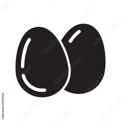 Pair of Fresh Farm Eggs Icon - Poultry Produce Glyph Symbol