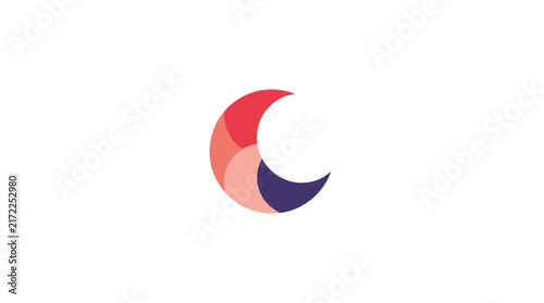 Abstract colorful crescent moon shape logo design.