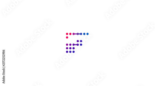 Stylized letter F logo made of gradient dots