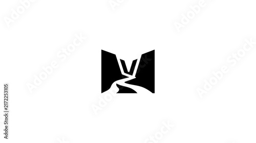 Geometric black abstract shape logo on white.