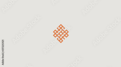 Orange geometric interlocking knot pattern icon.