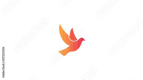 Orange gradient bird silhouette flying logo icon.