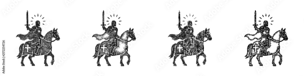 Fototapeta premium Sketch monochrome blessed mount icon design set