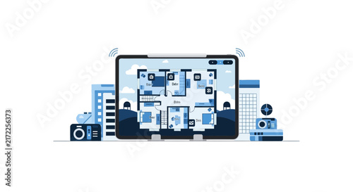 Smart Home Floor Plan and Architectural Layout App on Tablet