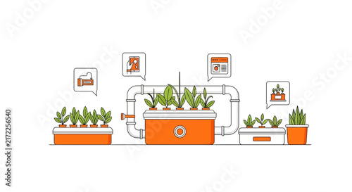 Smart Hydroponics and IoT Indoor Farming Illustration