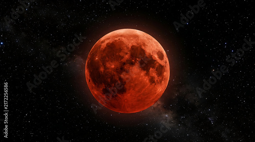 Abstract 3D rendered sphere with swirling red and orange texture on dark cosmic background, 3D rendering