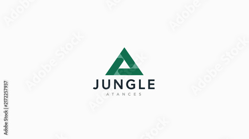 Green geometric triangle jungle nature logo.