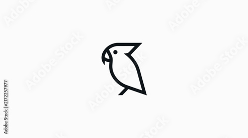 Black line art parrot bird profile icon