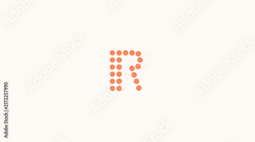Letter R created with orange and red dots.