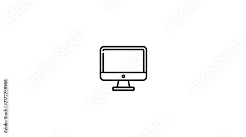 Photography Black line art computer monitor screen icon.