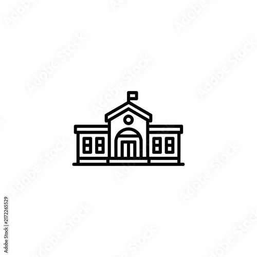 School building line icon for education