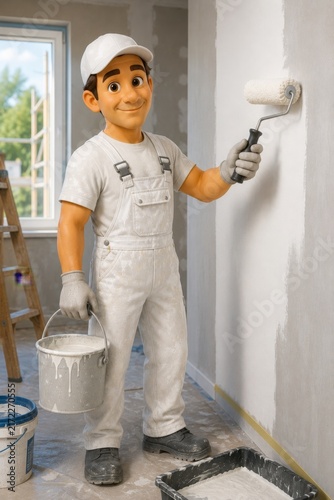 Smiling Painter During Interior Renovation