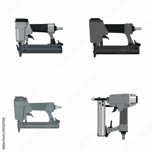 Konstfotografi Set of four pneumatic nail guns and brad nailers isolated on a white background