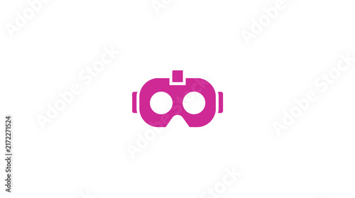 Pink virtual reality VR headset icon.