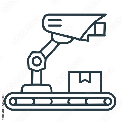 Machine Vision Camera Inspecting Product Line Icon