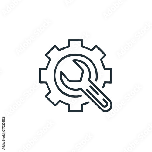 Wrench and Gear Industrial Maintenance Line Icon