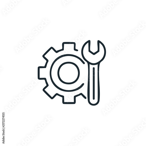 Wrench and Gear Industrial Maintenance Line Icon