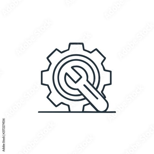 Wrench and Gear Industrial Maintenance Line Icon