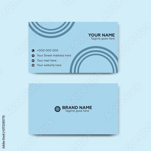 Modern Minimalist Blue Business Card Template with Abstract Circular Line Design