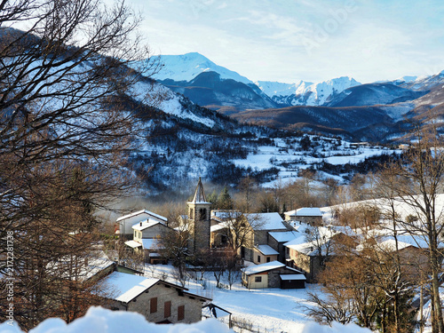 Принти на полотні Nirone, Parma, Italy, 26/01/2019 Description: Snowy mountain village of Nirone i