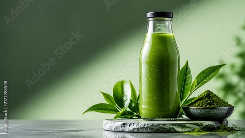 Premium Matcha Energy Drink Bottle With Natural Green Tea Ingredients For Wellness Lifestyle Branding And Functional Beverage Marketing Campaigns