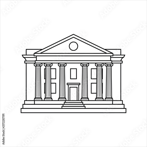 Classical building with columns and pediment during daytime vector illustration isolated on white background
