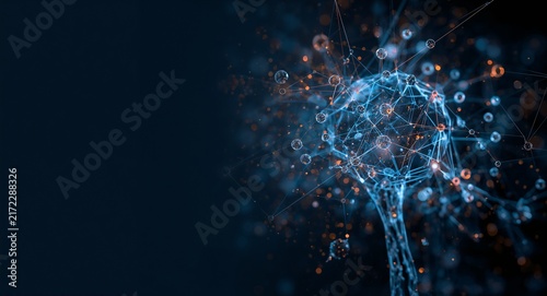 Modern digital imagery illustrating AI self learning frameworks harnessing adaptive neural architectures continuous model refinement for advanced autonomous intelligence with copy space on the left