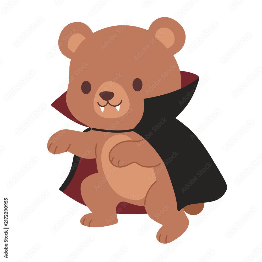Obraz premium Cute Vampire Bear Halloween Animal Character Vector Illustration