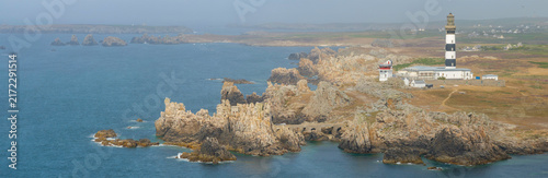 Panorama aerien, le phare du creac'h à Ouessant en Bretagne