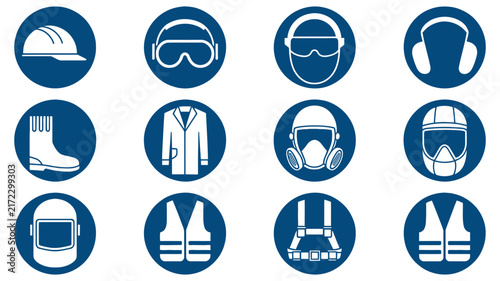 Canvas Print mandatory safety signs for personal protective equipment in industrial and const