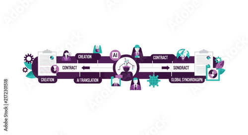 AI Business Contract Lifecycle and Global Translation Workflow Infographic