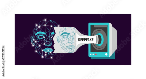 AI Deepfake Technology and Digital Face Manipulation Concept
